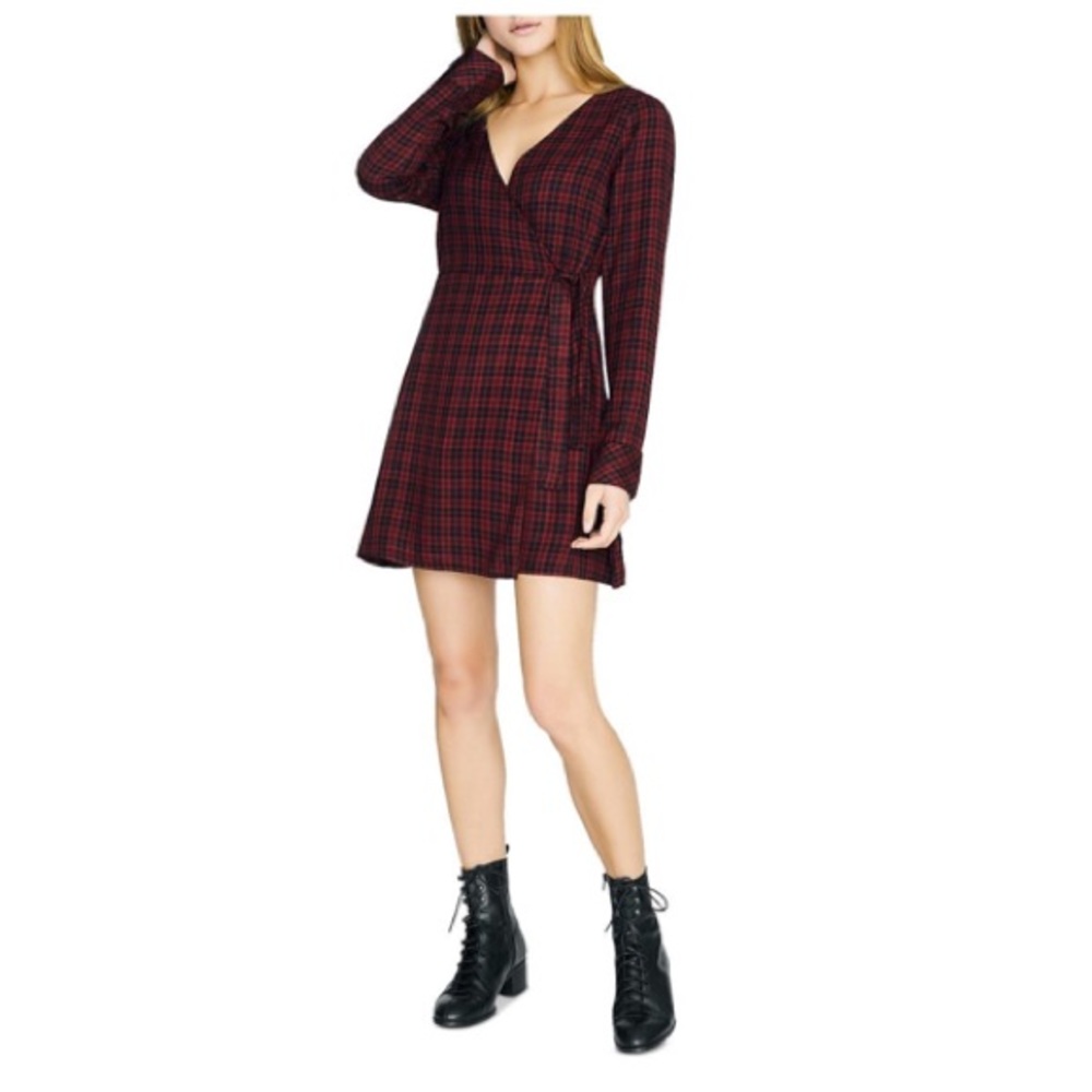 NWT Sanctuary women’s faux wrap plaid mini-dress